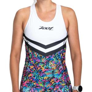 imageZoot Womens LTD Racerback Triathlon Tank Top Sleeveless Tank for Racing ampamp Endurance Training Builtin Bra ampamp Rear PocketsMariposa