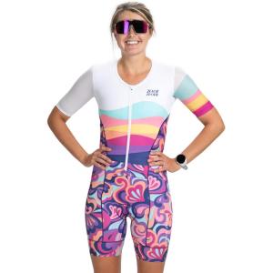 imageZoot Womens LTD Tri Aero Fz Racesuit Short Sleeve Aerodynamic Cycle Race Swim Bike Run Tri Suit with Pockets UPF 50 FabricLa Mer