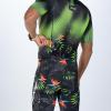 imageZoot Mens LTD Tri Aero Fz Racesuit Short Sleeve Aerodynamic Cycling Race Swim Bike Run Tri Suit with Pockets UPF 50 FabricTropical Magic