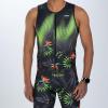 imageZoot Mens LTD Tri Aero SLVS FZ Racesuit Sleeveless Aerodynamic Cycle Swim Bike Run Tri Suit with Chamois Pockets UPF 50Tropical Magic