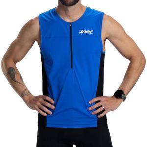 imageZoot Mens Core Tri Tank Performance Triathlon Race Tank Top UPF 50 Fabric Rear Pockets Mesh Panels ampamp Cam Lock ZipperOcean Blue