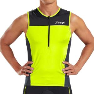 imageZoot Mens Core Tri Tank Performance Triathlon Race Tank Top UPF 50 Fabric Rear Pockets Mesh Panels ampamp Cam Lock ZipperSafety Yellow