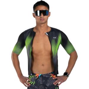 imageZoot Mens LTD Tri Aero Jersey Short Sleeve Triathlon Race Jersey with UPF Sun Protection ampamp PocketsTropical Magic