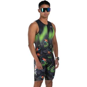 imageZoot Mens LTD Tri Aero SLVS FZ Racesuit Sleeveless Aerodynamic Cycle Swim Bike Run Tri Suit with Chamois Pockets UPF 50Tropical Magic