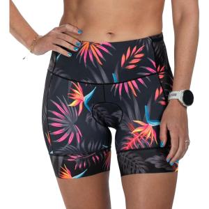 imageZoot Womens LTD 6Inch Triathlon Shorts Endurance Cycle Padded Shorts for Swim Bike Run with Quick Drying UPF 50 FabricTropical Magic