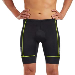 imageZoot Mens Core 9Inch Tri Shorts Quick Dry Performance Triathlon Shorts with Cycling Chamois Pad Pockets ampamp UPF 50 FabricSafety Yellow