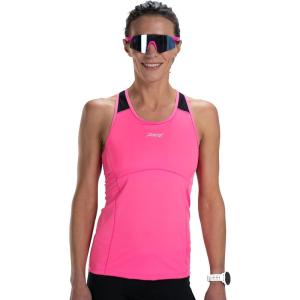 imageZoot Womens Core Tri Racerback Tank Performance Triathlon Race Tank Top UPF 50 Fabric Rear Pockets Builtin Bra SupportBright Pink