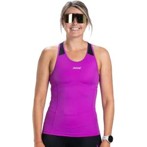 imageZoot Womens Core Tri Racerback Tank Performance Triathlon Race Tank Top UPF 50 Fabric Rear Pockets Builtin Bra SupportDeep Purple