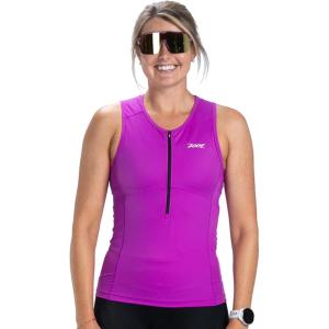 imageZoot Womens Core Tri Tank Performance Triathlon Race Tank Top UPF 50 Fabric Rear Pockets Mesh Panels ampamp Cam Lock ZipperDeep Purple
