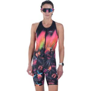 imageZoot Womens LTD Tri SLVS Fz Racesuit Sleeveless Cycle Race Swim Bike Run Tri Suit Padded Chamois Pockets UPF 50 FabricTropical Magic