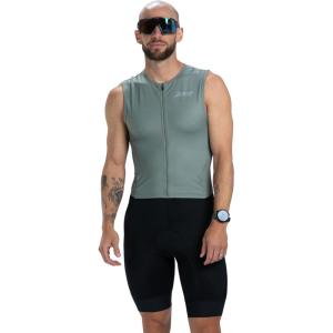 imageZoot Mens Core Sleeveless Tri Aero Slvs FZ Racesuit QuickDry Sleeveless Triathlon Suit with Chamois ampamp Race StorageArmy Green