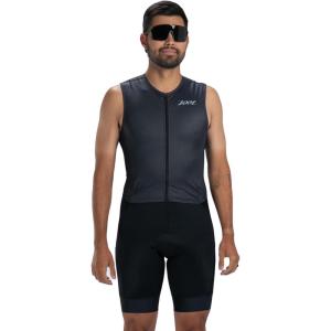 imageZoot Mens Core Sleeveless Tri Aero Slvs FZ Racesuit QuickDry Sleeveless Triathlon Suit with Chamois ampamp Race StorageJet Black