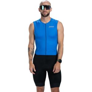 imageZoot Mens Core Sleeveless Tri Aero Slvs FZ Racesuit QuickDry Sleeveless Triathlon Suit with Chamois ampamp Race StorageOcean Blue
