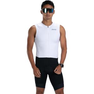 imageZoot Mens Core Sleeveless Tri Aero Slvs FZ Racesuit QuickDry Sleeveless Triathlon Suit with Chamois ampamp Race StorageWhite
