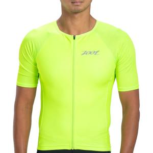 imageZoot Mens Core Tri Aero Jersey Lightweight MoistureWicking Triathlon Full Zip Top with Storage ampamp UPF 50 ProtectionHyper Yellow