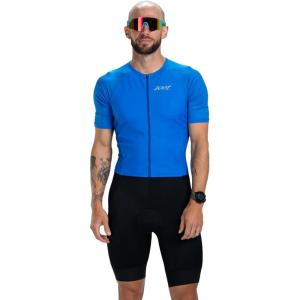 imageZoot Mens Core Tri Aero FZ Racesuit Short Sleeve MoistureWicking Triathlon Suit Plush Chamois ampamp Storage for Race DayOcean Blue
