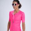 imageZoot Womens Core Tri Aero Jersey Lightweight MoistureWicking Triathlon Full Zip Top with Secure Storage ampamp UPF 50Bright Pink