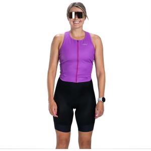 imageZoot Womens Core Sleeveless Tri Aero Slvs FZ Racesuit QuickDry Sleeveless Triathlon Suit with Chamois ampamp Race StorageDeep Purple