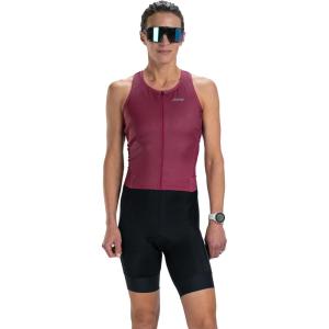 imageZoot Womens Core Sleeveless Tri Aero Slvs FZ Racesuit QuickDry Sleeveless Triathlon Suit with Chamois ampamp Race StoragePlum