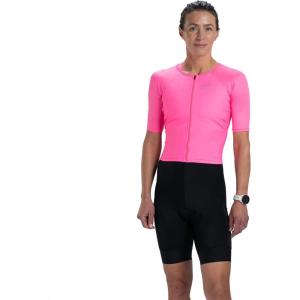 imageZoot Womens Core Tri Aero FZ Racesuit Short Sleeve MoistureWicking Triathlon Suit Plush Chamois ampamp Race Day StorageBright Pink