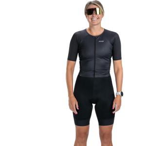 imageZoot Womens Core Tri Aero FZ Racesuit Short Sleeve MoistureWicking Triathlon Suit Plush Chamois ampamp Race Day StorageJet Black