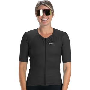 imageZoot Womens Core Tri Aero Jersey Lightweight MoistureWicking Triathlon Full Zip Top with Secure Storage ampamp UPF 50Jet Black