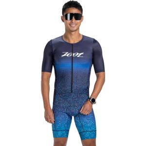 imageZoot Mens LTD Tri Aero Fz Racesuit Short Sleeve Aerodynamic Cycling Race Swim Bike Run Tri Suit with Pockets UPF 50 FabricSync