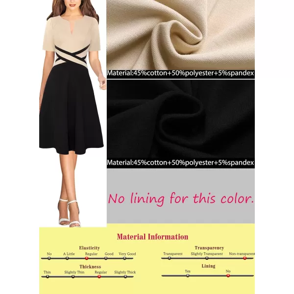 VFSHOW Womens Elegant Front Zipper Crisscross Waist Slim Wear to Work Business Office ALine DressApricot and Black