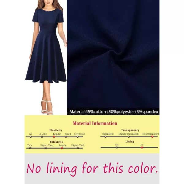 VFSHOW Womens Elegant Front Zipper Crisscross Waist Slim Wear to Work Business Office ALine DressNavy Blue Midi