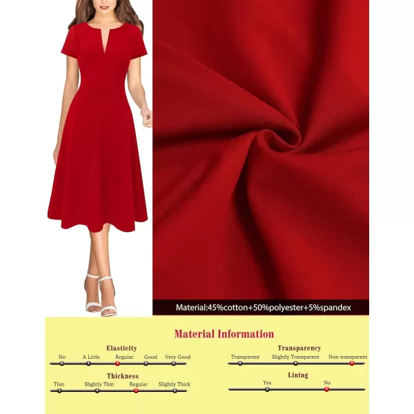 VFSHOW Womens Elegant Front Zipper Crisscross Waist Slim Wear to Work Business Office ALine DressRed Short Sleeve