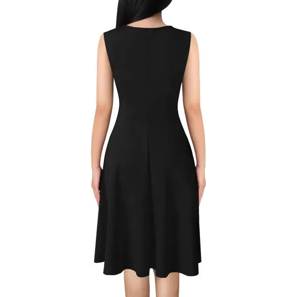 VFSHOW Womens Elegant Front Zipper Slim Work Business Office Party Cocktail Skater ALine DressBlack