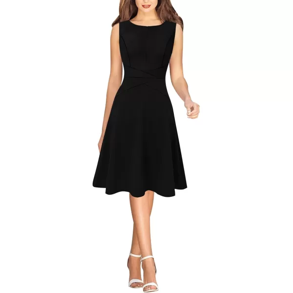 VFSHOW Womens Elegant Front Zipper Slim Work Business Office Party Cocktail Skater ALine DressBlack