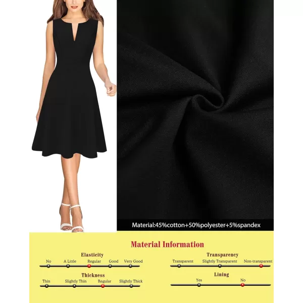 VFSHOW Womens Elegant Front Zipper Slim Work Business Office Party Cocktail Skater ALine DressBlack