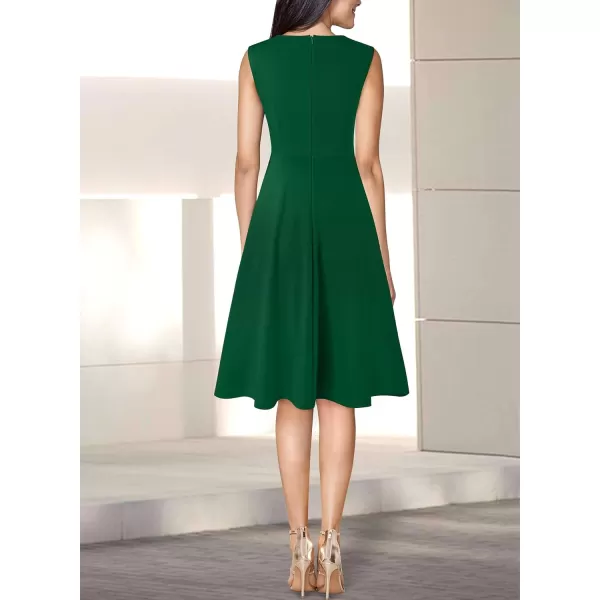 VFSHOW Womens Elegant Front Zipper Slim Work Business Office Party Cocktail Skater ALine DressGreen