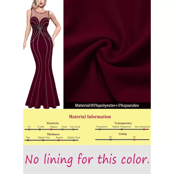 VFSHOW Womens Geometric Formal Prom Wedding Guest Mermaid Maxi Dress 2023 Sexy Illusion Sweetheart Neckline Evening Long GownDark Red