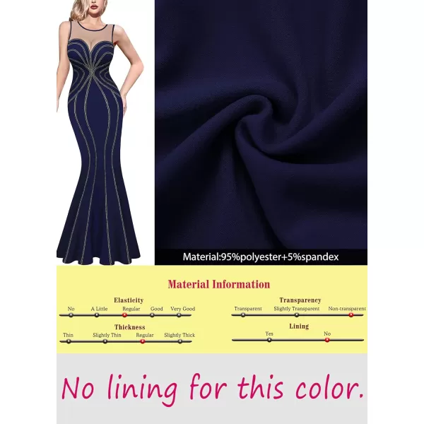 VFSHOW Womens Geometric Formal Prom Wedding Guest Mermaid Maxi Dress 2023 Sexy Illusion Sweetheart Neckline Evening Long GownNavy Blue