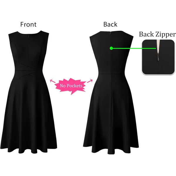 VFSHOW Womens Elegant Front Zipper Slim Work Business Office Party Cocktail ALine DressBlack Sleeveless