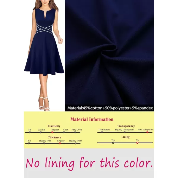VFSHOW Womens Elegant Front Zipper Slim Work Business Office Party Cocktail ALine DressBlue With White Piping