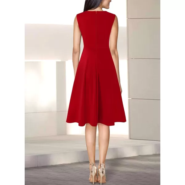 VFSHOW Womens Elegant Front Zipper Slim Work Business Office Party Cocktail ALine DressRed Sleeveless