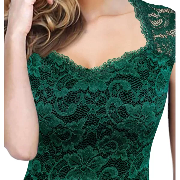 VFSHOW Womens Floral Lace Sweetheart Neck Open Back Zipper High Split Formal Evening Gown Wedding Prom Maxi Long DressGreen Lace1