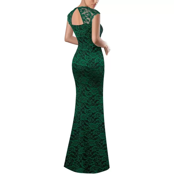 VFSHOW Womens Floral Lace Sweetheart Neck Open Back Zipper High Split Formal Evening Gown Wedding Prom Maxi Long DressGreen Lace1