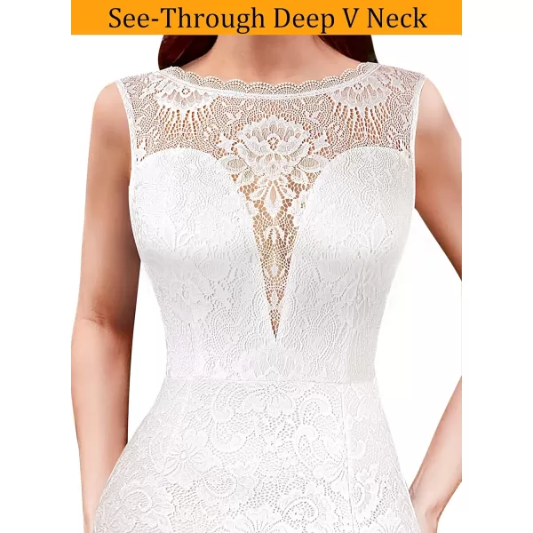 VFSHOW Womens Sexy Illusion Deep V Sweetheart Neckline Lace Formal Prom Maxi Dress 2023 Low Back Split Evening Long GownOffwhite Lace