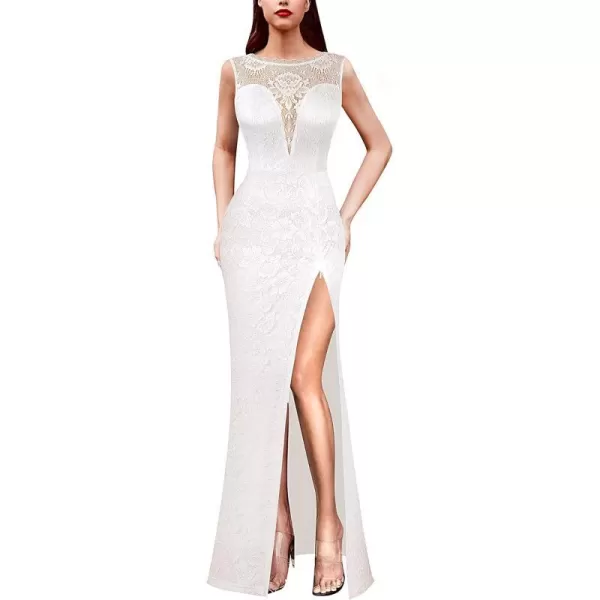 VFSHOW Womens Sexy Illusion Deep V Sweetheart Neckline Lace Formal Prom Maxi Dress 2023 Low Back Split Evening Long GownOffwhite Lace