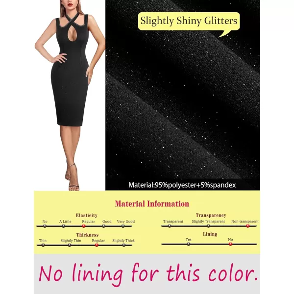 VFSHOW Womens Sexy Strap Keyhole Cocktail Club Night Out Bodycon Dress 2023 Party Crisscross DressSparkly Black