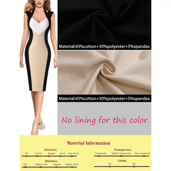 VFSHOW Womens Halter V Neck Pleated Fitted Cocktail Party Bodycon Pencil DressBlack  Off White  Beige