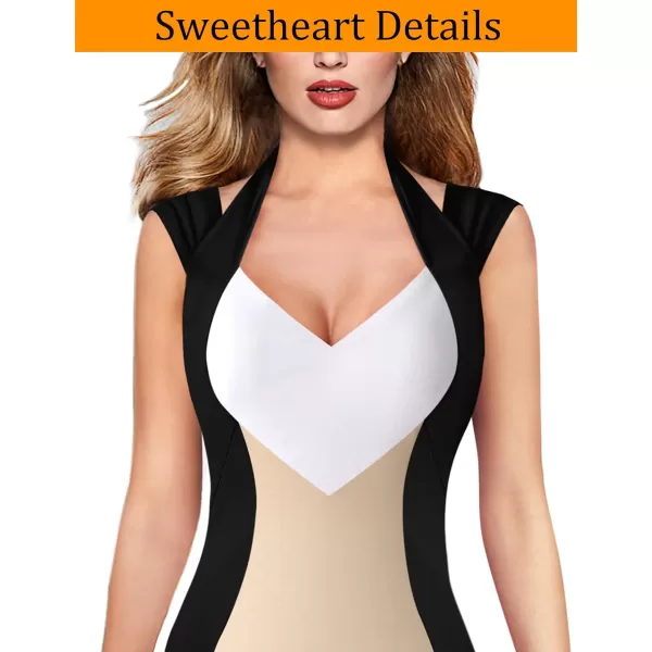 VFSHOW Womens Halter V Neck Pleated Fitted Cocktail Party Bodycon Pencil DressBlack  Off White  Beige