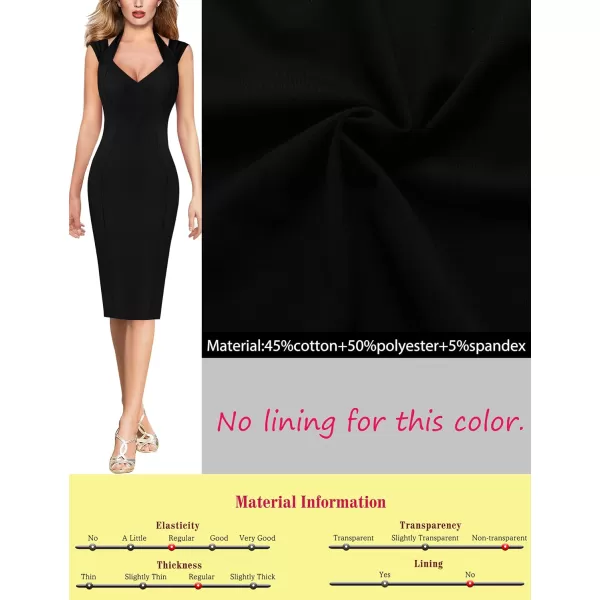 VFSHOW Womens Halter V Neck Pleated Fitted Cocktail Party Bodycon Pencil DressBlack