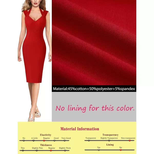 VFSHOW Womens Halter V Neck Pleated Fitted Cocktail Party Bodycon Pencil DressRed