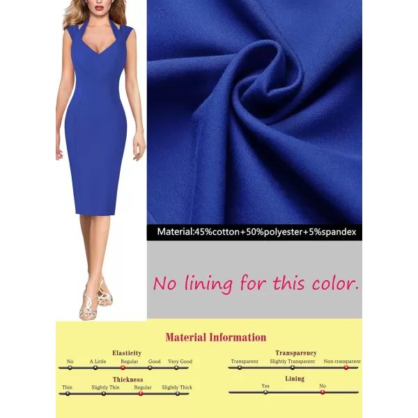 VFSHOW Womens Halter V Neck Pleated Fitted Cocktail Party Bodycon Pencil DressRoyal Blue