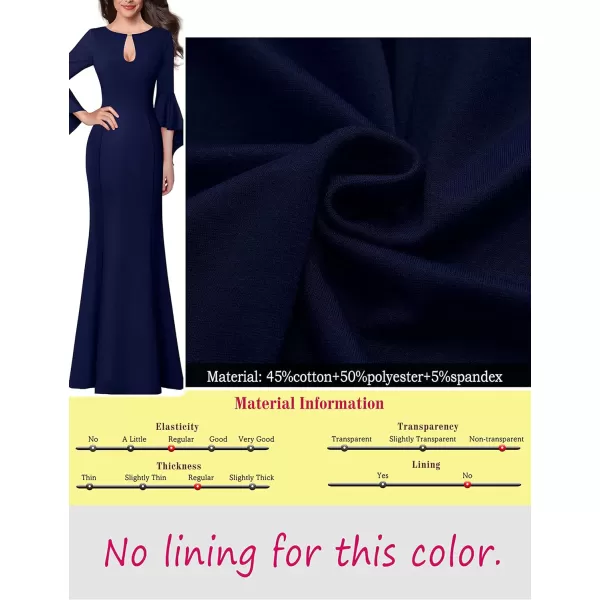 VFSHOW Womens Keyhole Front Bell Sleeve Formal Evening Wedding Party Maxi DressNavy Blue